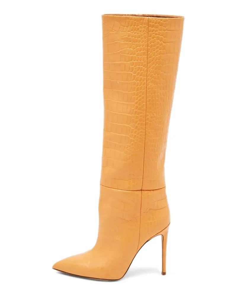 Paris Texas croc-embossed leather boots - Orange Orange