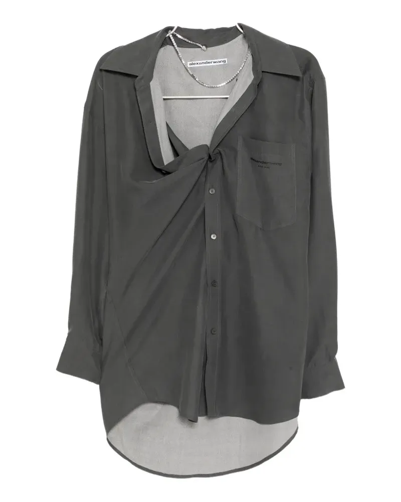 Alexander Wang logo-print shirt dress - Grau Grau