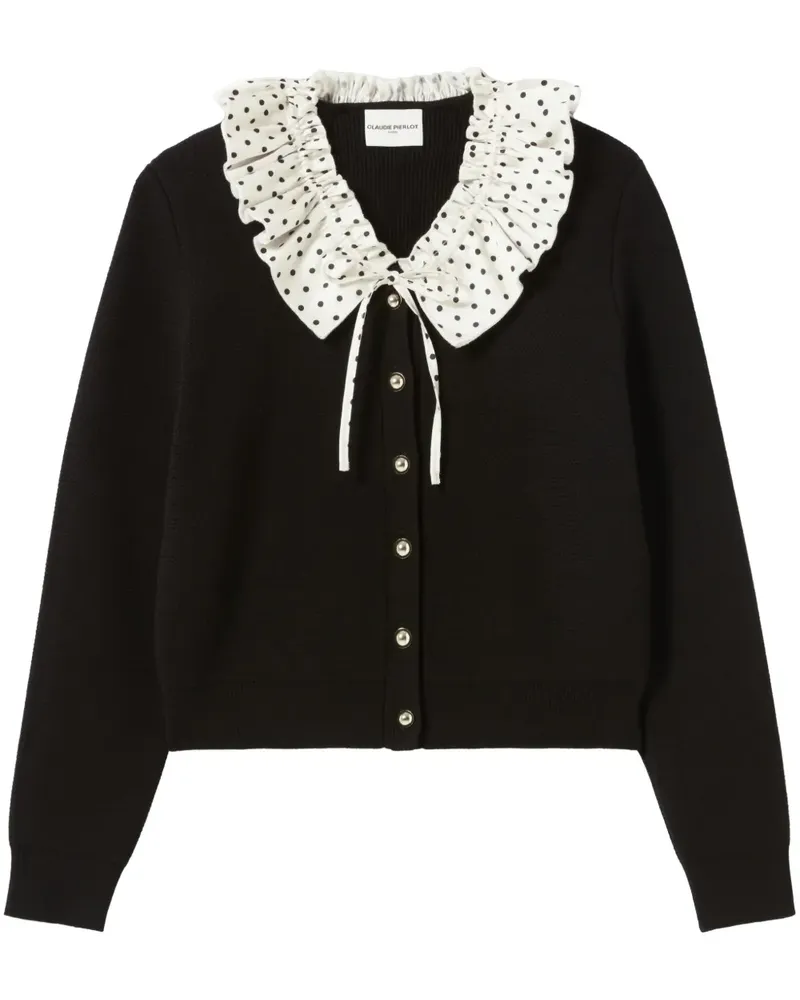 Claudie Pierlot Cardigan mit Kontrastkragen - Schwarz Schwarz