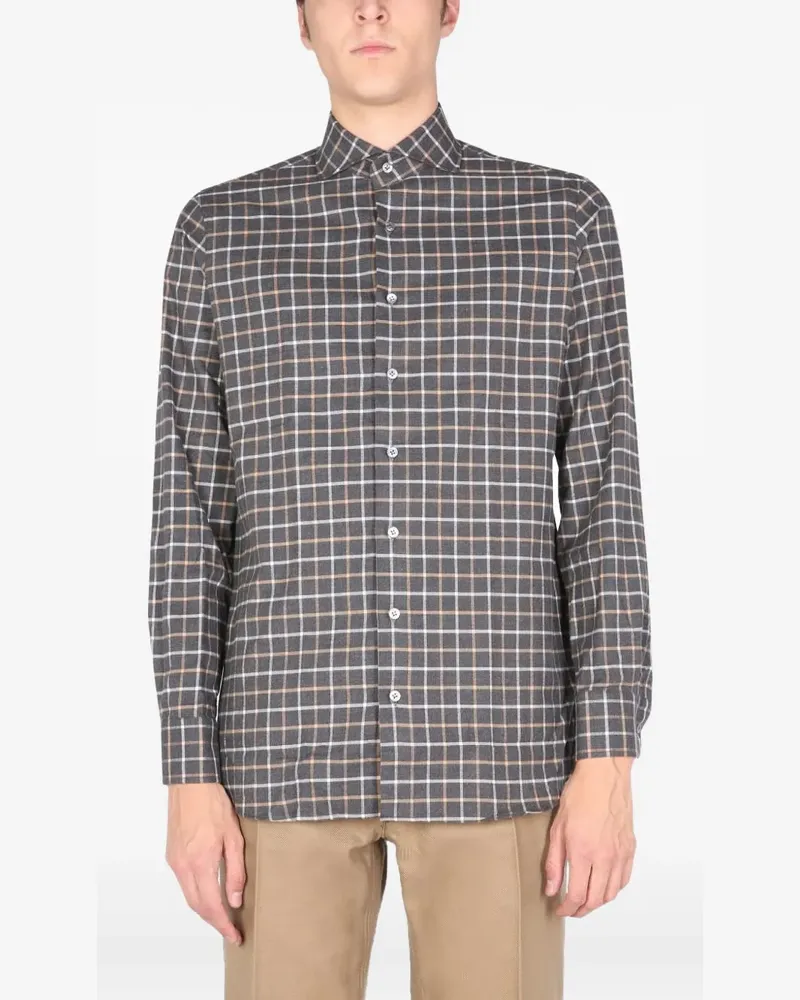 LARDINI checked-pattern shirt - Grau Grau