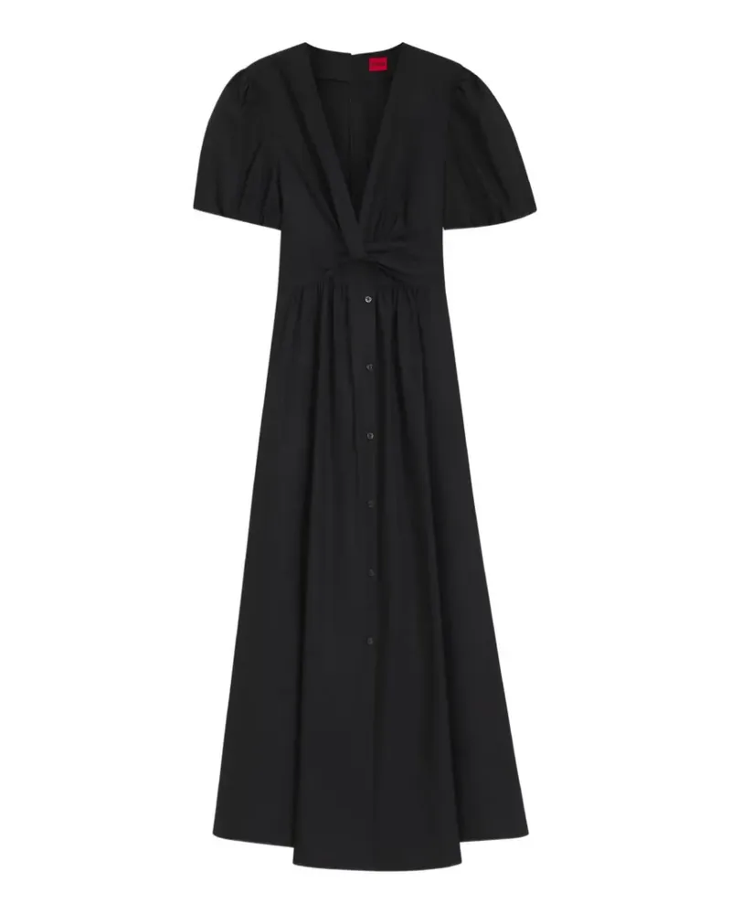 HUGO BOSS knot-detail puff-sleeve maxi dress - Schwarz Schwarz