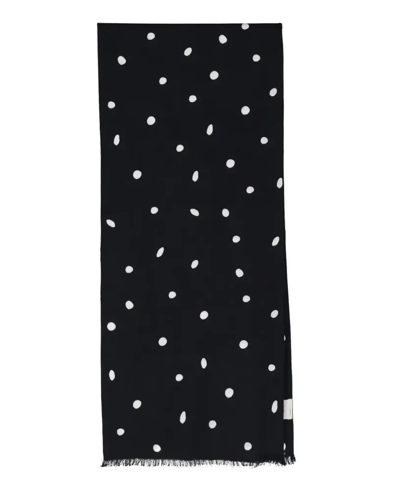Destin Ausgefranster Schal mit Polka Dots - Schwarz Schwarz