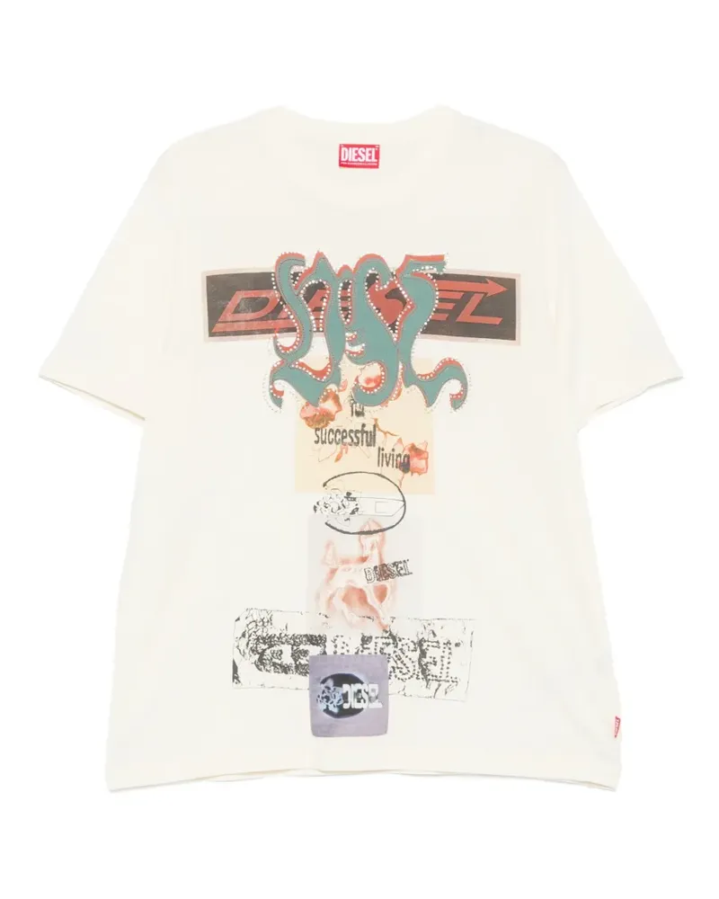 Diesel T-Shirt mit grafischem Print - Nude Nude