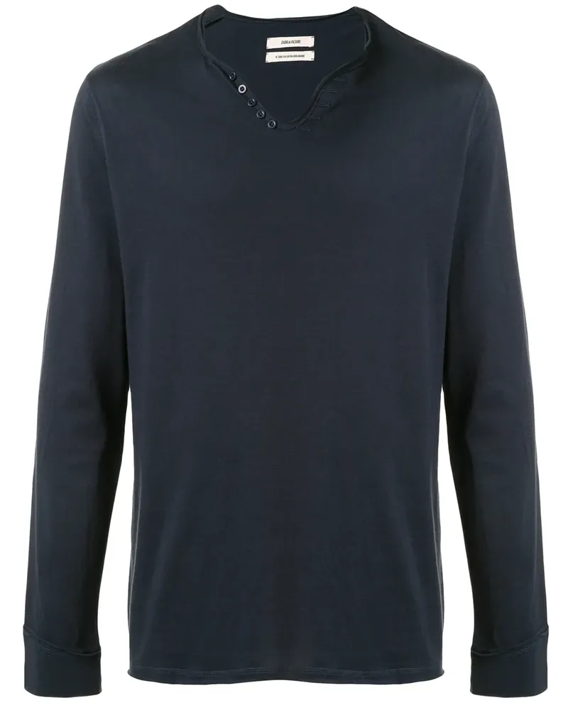 Zadig & Voltaire Langarmshirt mit V-Ausschnitt - Blau Blau