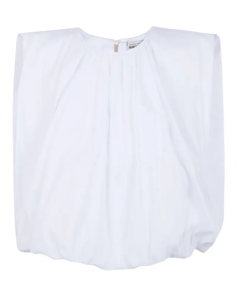 Semicouture Pearl padded-shoulder gathered blouse - Weiß Weiß