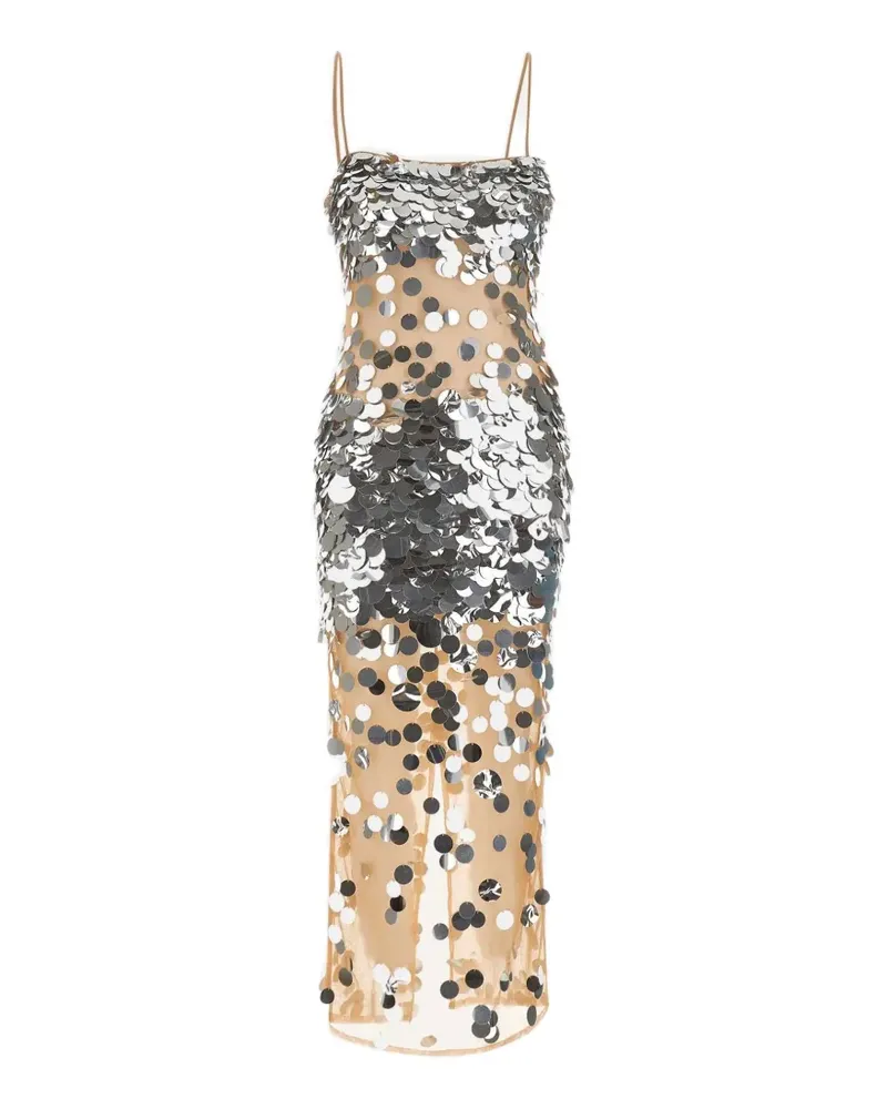 Retrofête sequin slip midi dress - Silber Silber