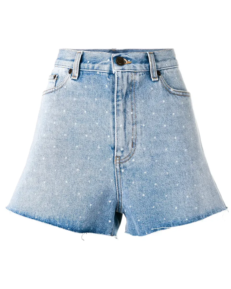 Saint Laurent Gepunktete Jeans-Shorts - Blau Blau