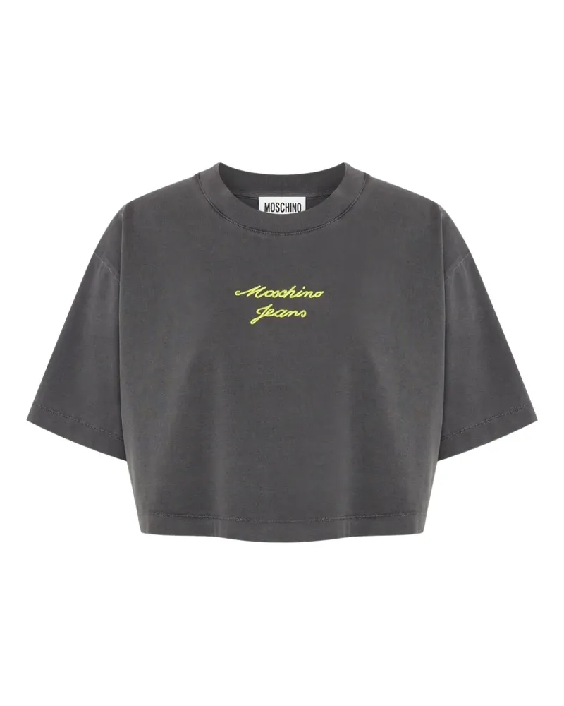 Moschino Cropped-T-Shirt mit Logo - Grau Grau