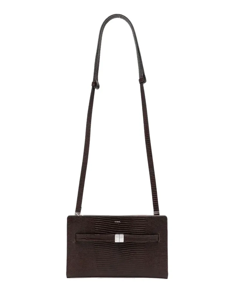 Totême belt-detail lizard-effect crossbody bag - Braun Braun
