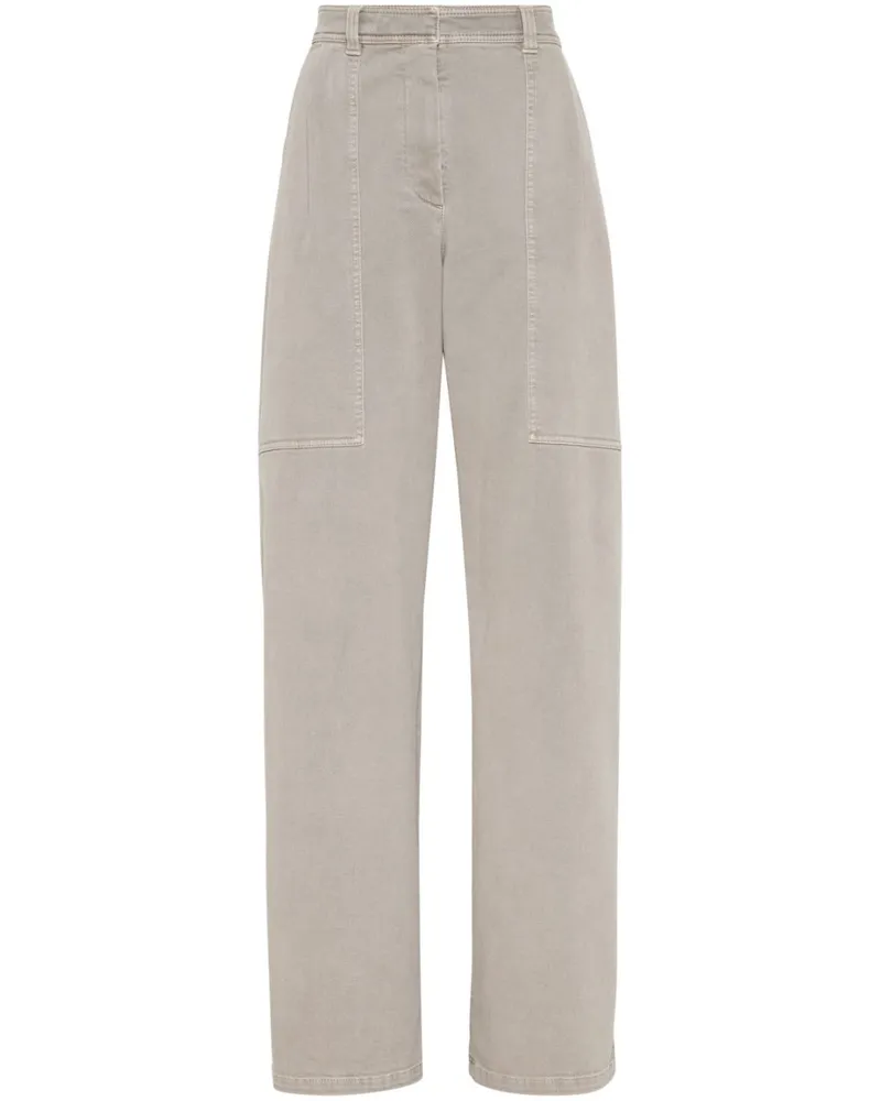 Brunello Cucinelli Halbhohe Straight-Leg-Jeans - Grau Grau