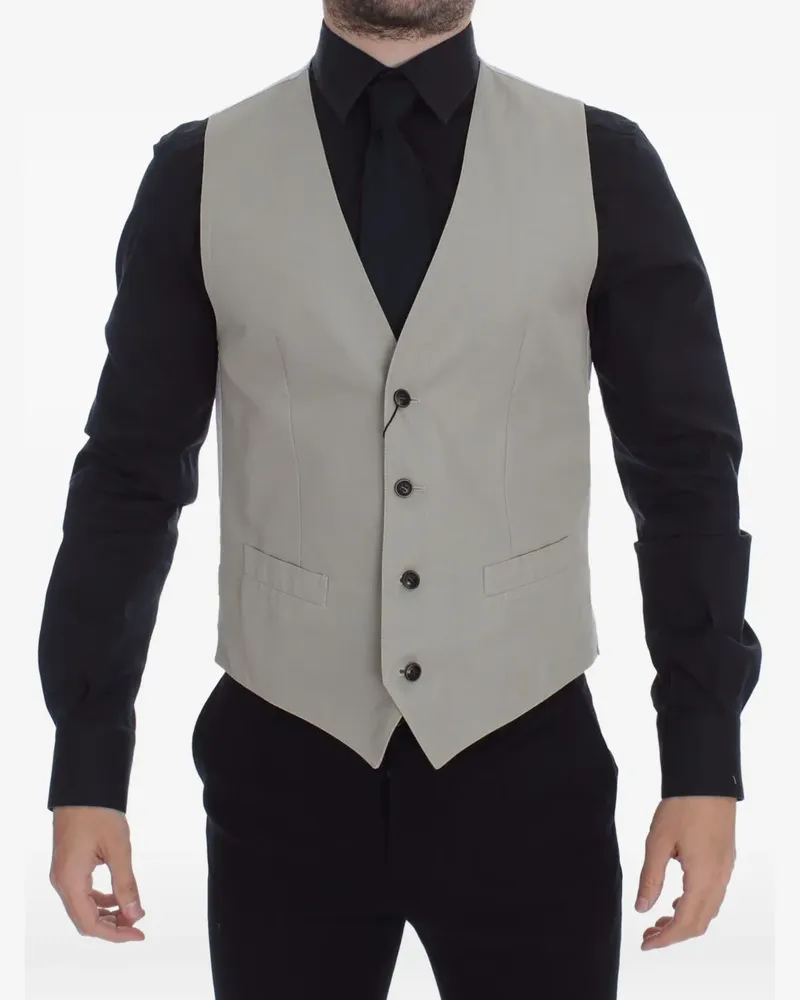 Dolce & Gabbana V-neck button-fastening waistcoat - Nude Nude