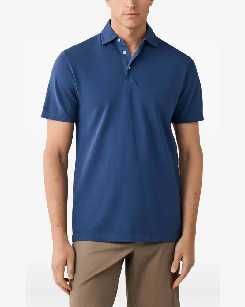 Hackett Stückgefärbtes Piqué-Poloshirt - Blau Blau