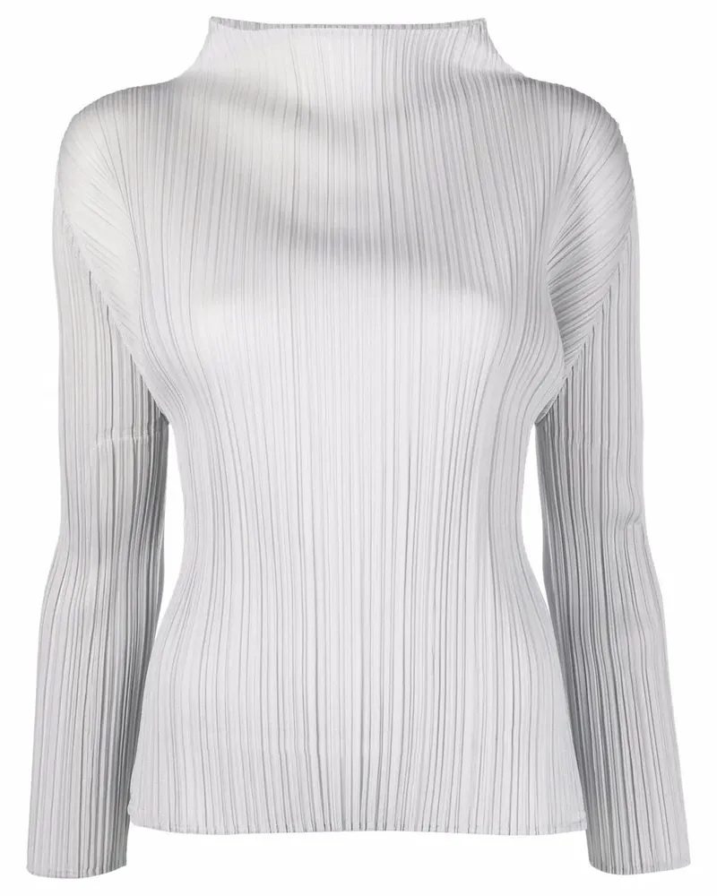 Issey Miyake Oberteil mit Stehkragen - Grau Grau