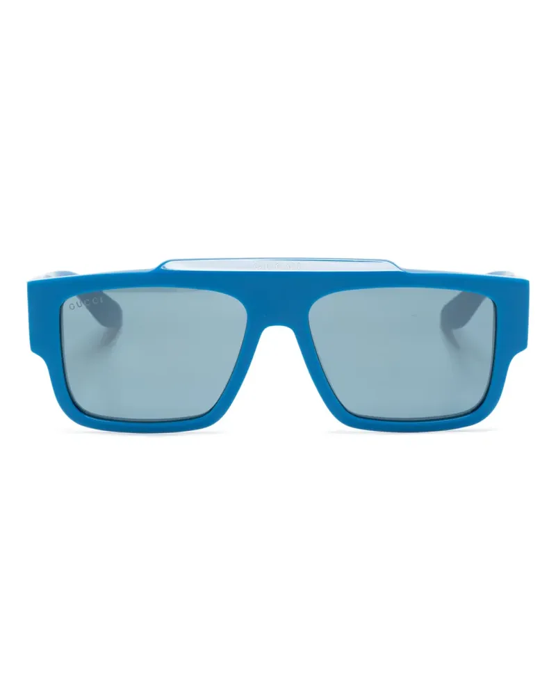 Gucci Eckige Sonnenbrille mit Logo-Print - Blau Blau