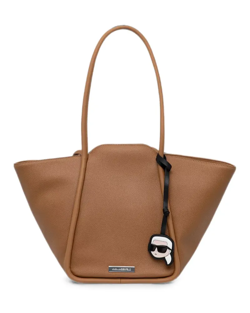 Karl Lagerfeld logo-plaque pebbled-effect tote bag - Braun Braun
