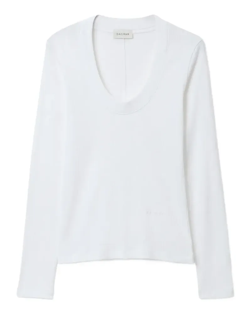 House of Dagmar Langarmshirt mit U-Ausschnitt - Weiß Weiß