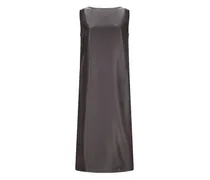 Ärmelloses Midikleid aus Leder - Schwarz