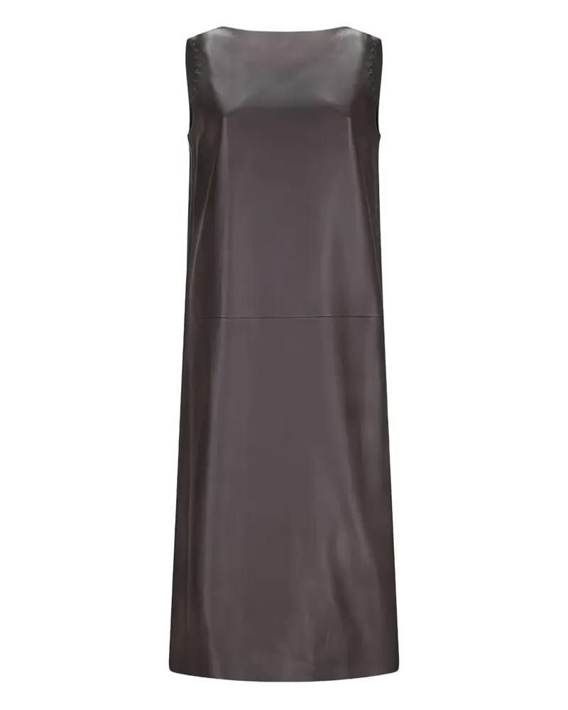 Fendi Ärmelloses Midikleid aus Leder - Schwarz Schwarz