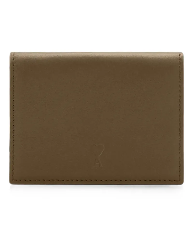 AMI Paris cowhide leather trifold wallet with Ami de Coeur - Braun Braun