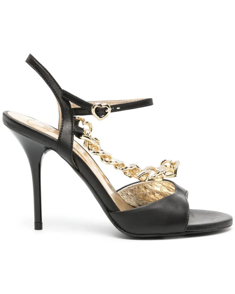 Moschino Ledersandalen mit Kettenriemen 110mm Schwarz