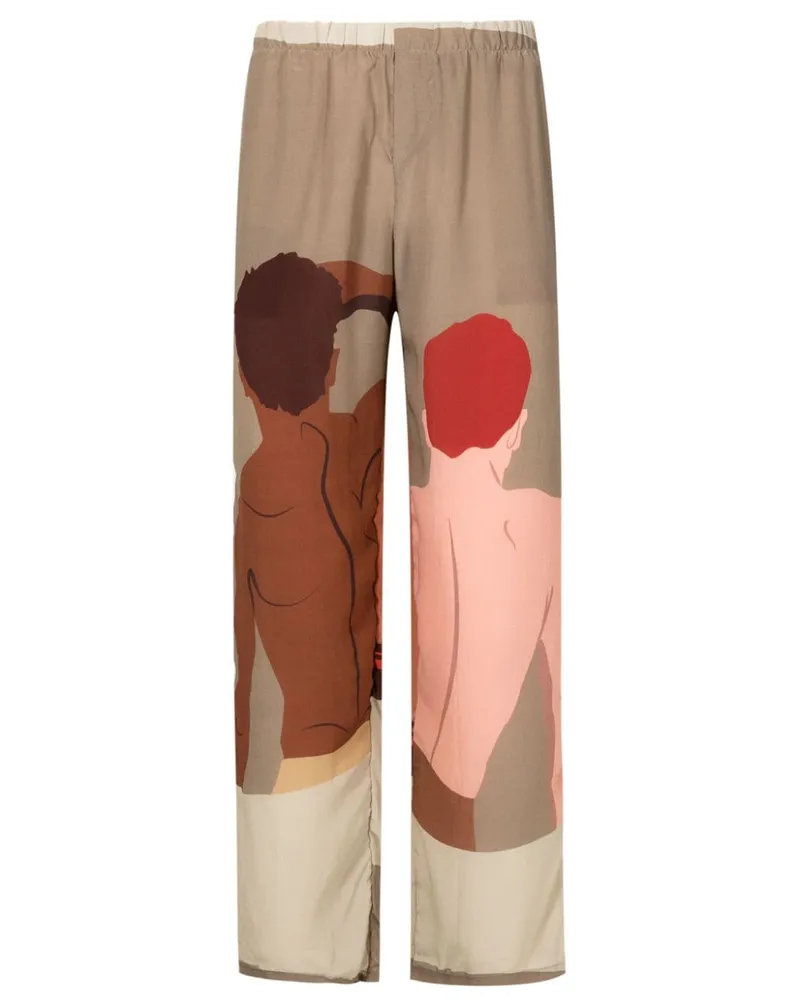 Amir Slama Straight-Leg-Hose mit Print - Braun Braun