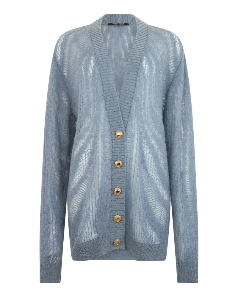 Roberto Cavalli Cardigan mit Lochstrickmuster - Blau Blau