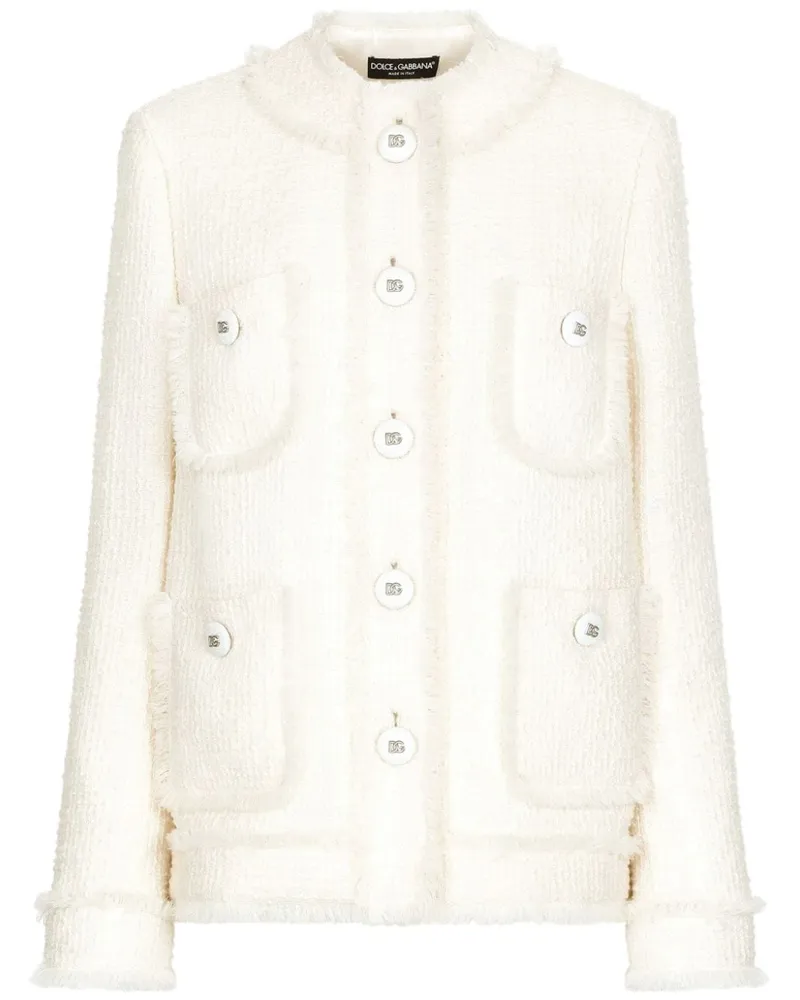 Dolce & Gabbana Tweed-Jacke mit rundem Ausschnitt - Nude Nude