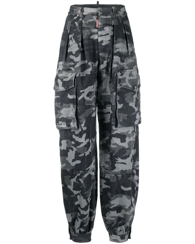 Dsquared2 Cargohose mit Camouflage-Print - Schwarz Schwarz