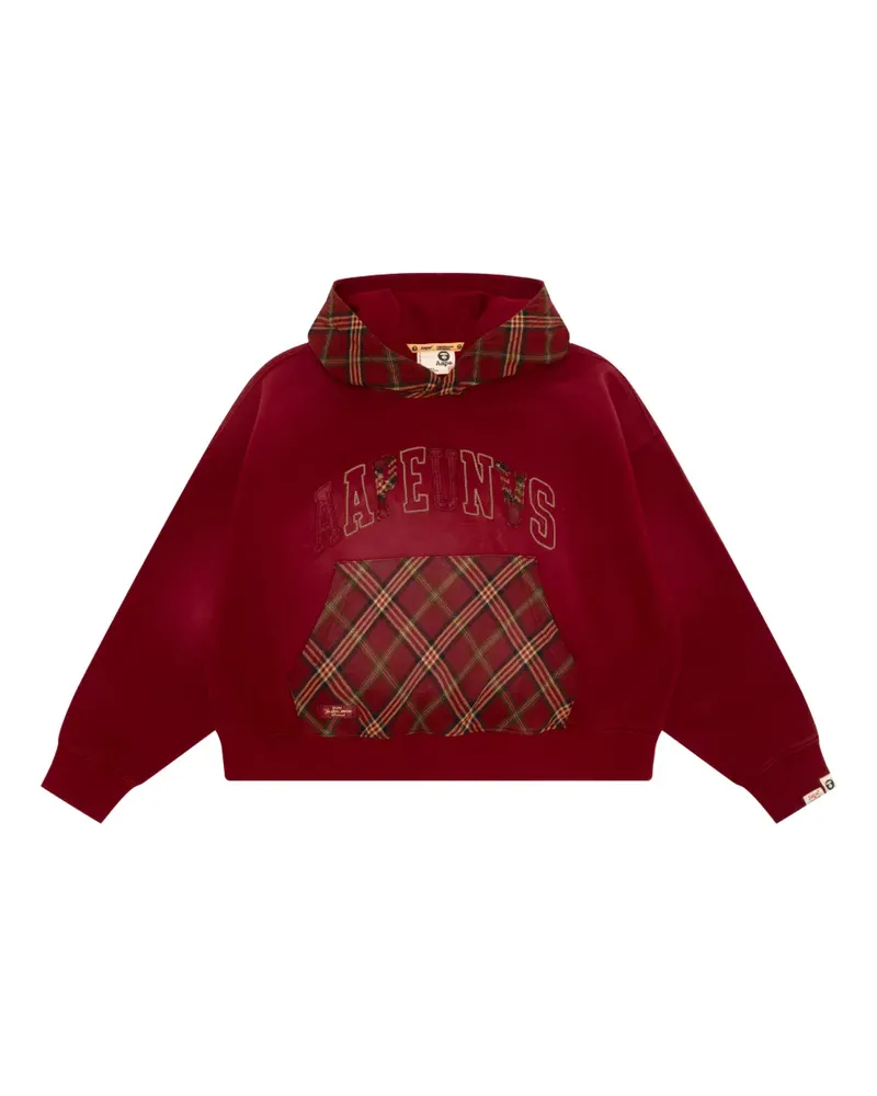 BAPE tartan appliqué hoodie - Rot Rot