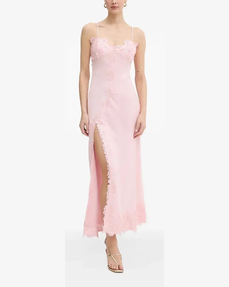 Bardot Alerie Minikleid mit Spitzenbesatz und Seitenschlitz - Rosa Rosa