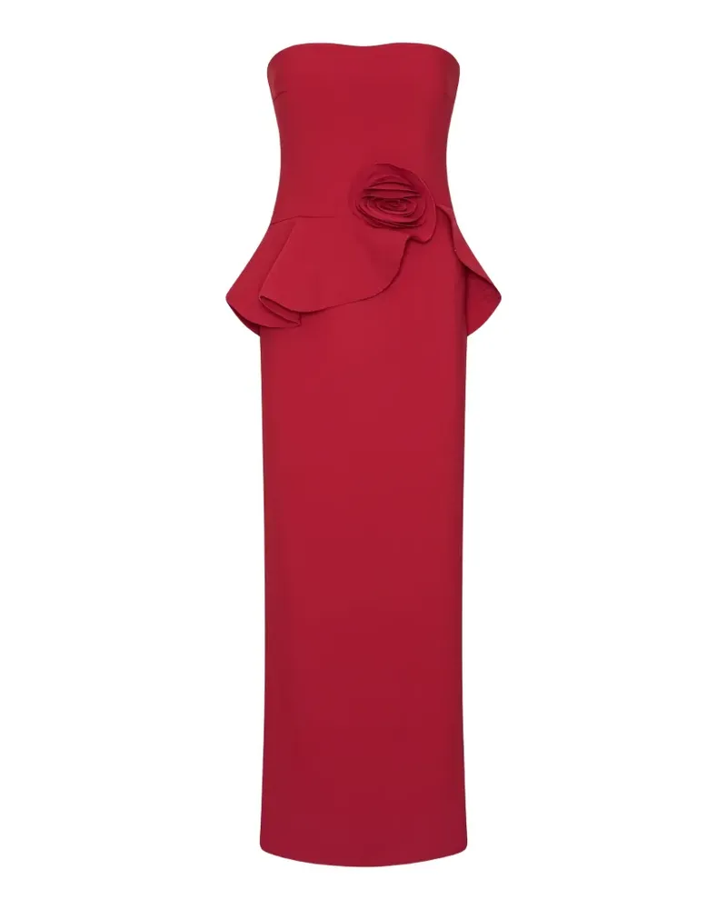 ROTATE Birger Christensen Langes Blüten trägerloses Kleid rot Rot