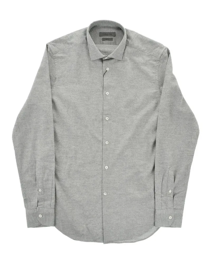 Corneliani Schmales Flanellhemd - Grau Grau