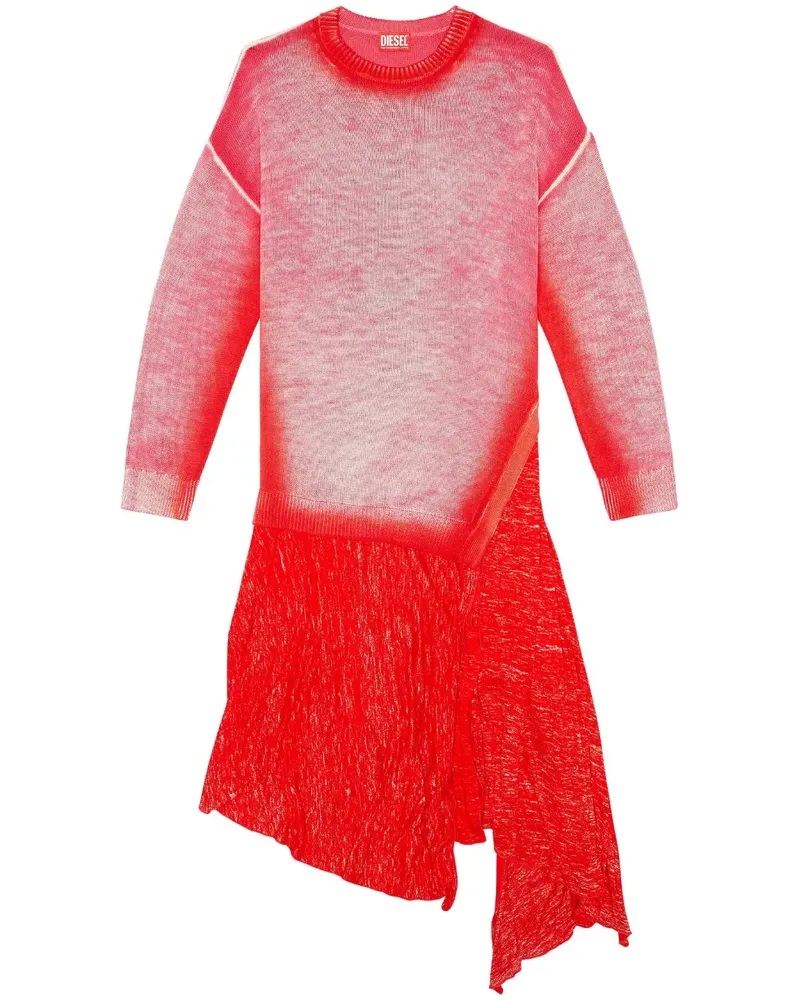 Diesel M-Kimolos Midistrickkleid mit asymmetrischem Saum - Rot Rot