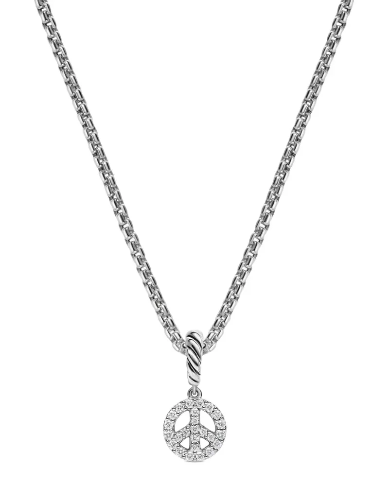 David Yurman Micro Pavé© Peace Sign Halskette mit Diamanten - Silber Silber