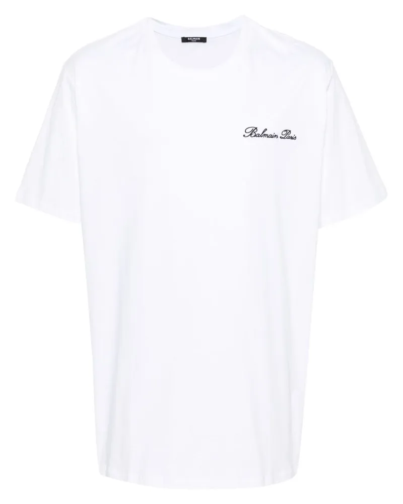 Balmain T-Shirt mit Logo-Stickerei - Weiß Weiß