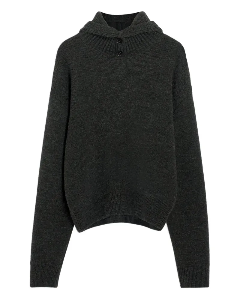 Christophe Lemaire Geknöpfter Kapuzenpullover - Schwarz Schwarz
