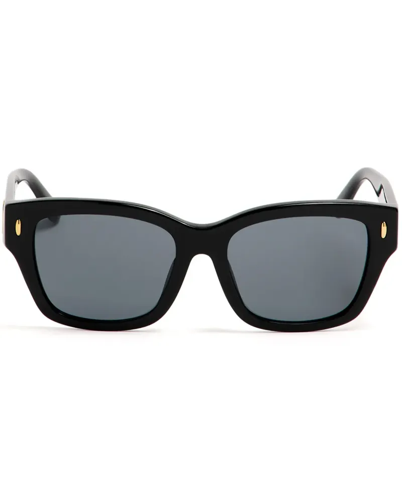 Tory Burch Eckige Sonnenbrille mit Logo-Schild - Schwarz Schwarz