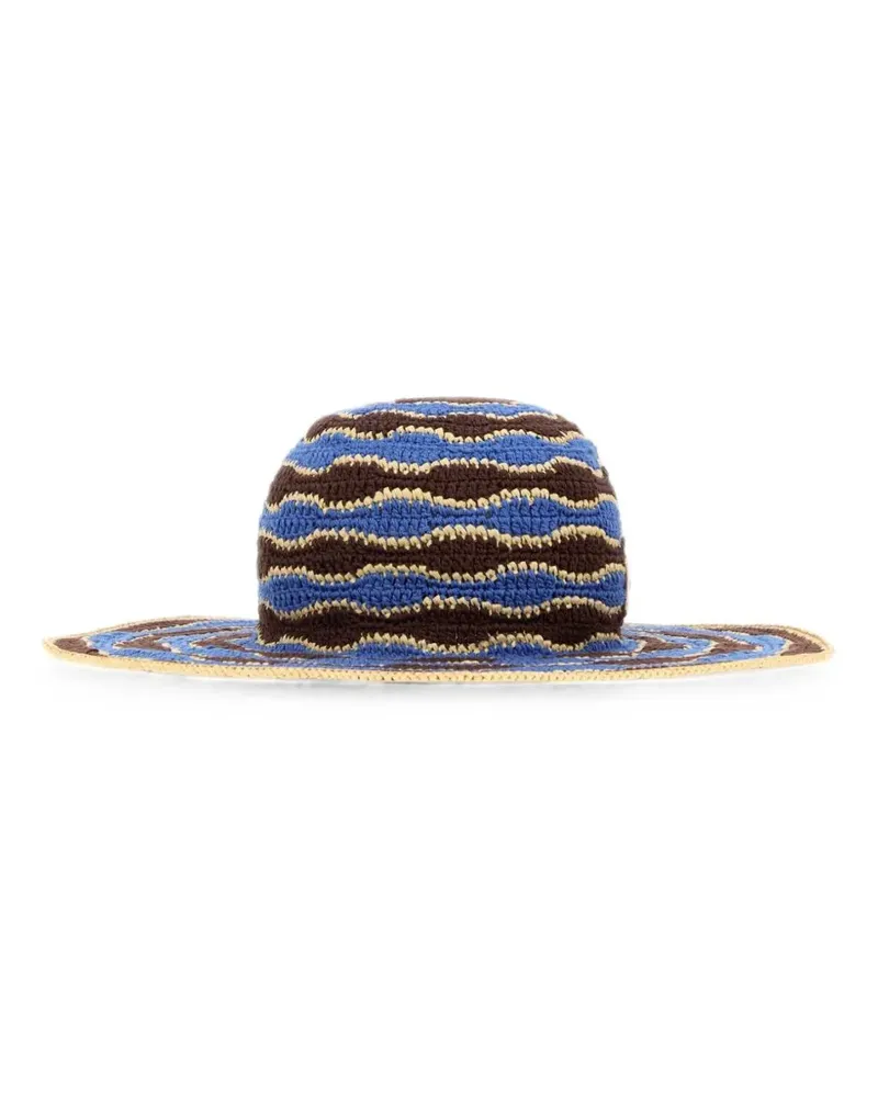 Fendi Gehäkelter Fischerhut mit Logo - Blau Blau