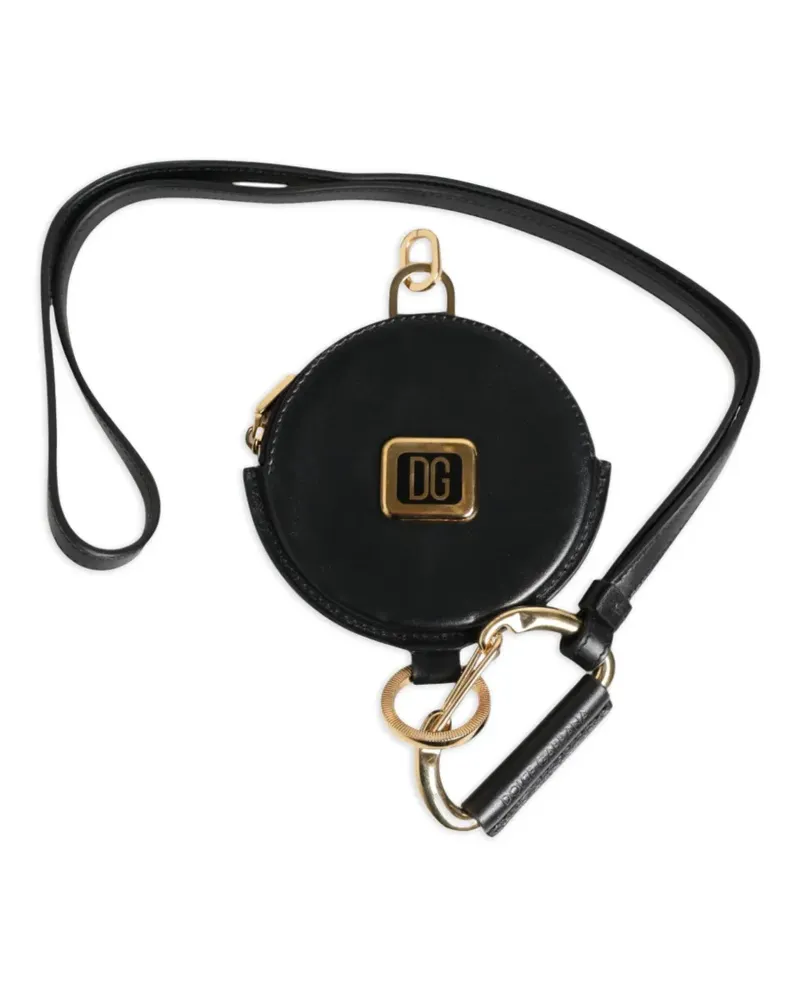 Dolce & Gabbana Portemonnaie mit Trageriemen und DG-Schild - Schwarz Schwarz