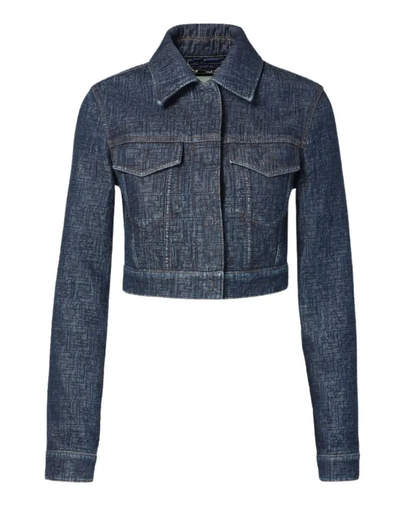 Fendi logo-motif cropped jacket - Blau Blau