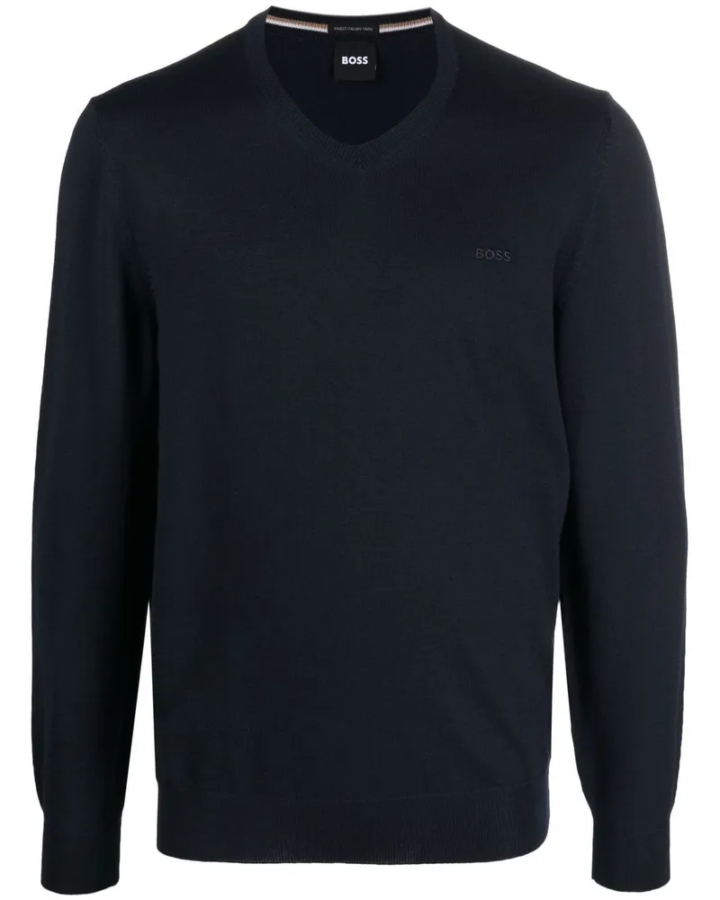 HUGO BOSS Pullover mit V-Ausschnitt - Blau Blau