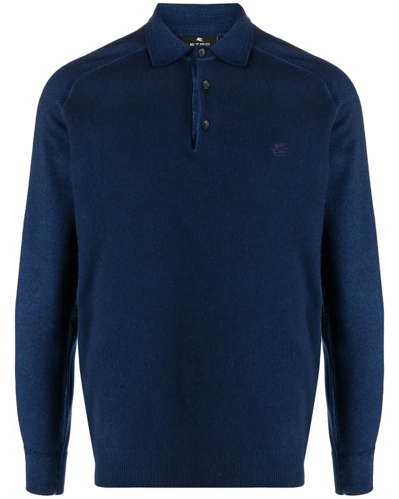 Etro Gestricktes Poloshirt mit Logo-Stickerei - Blau Blau
