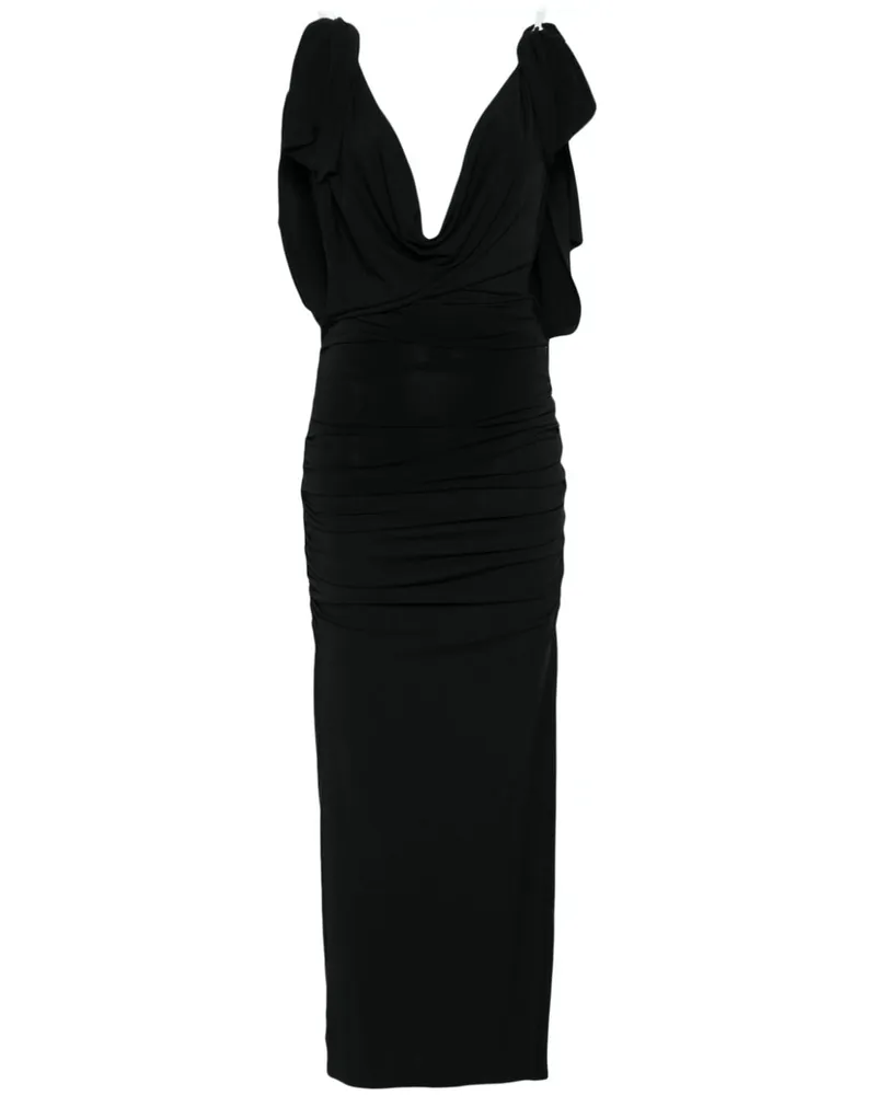 ATTICO Gerafftes Maxikleid - Schwarz Schwarz