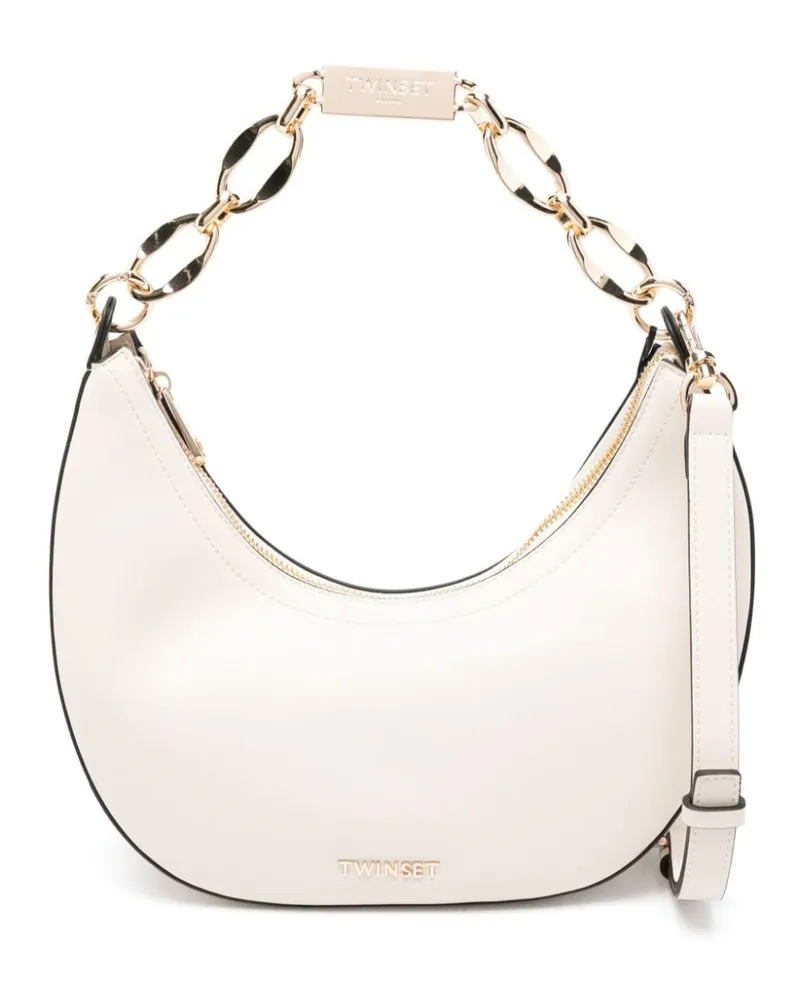 Twin-Set Schultertasche mit Logo-Schild - Nude Nude