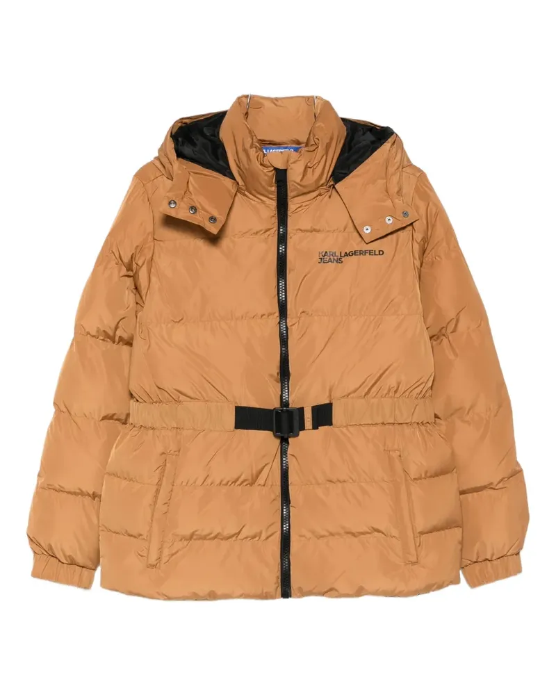 Karl Lagerfeld hooded belted puffer jacket - Braun Braun