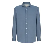 Hemd aus Kaschmir und Baumwolle mit Haifischkragen - Blau
