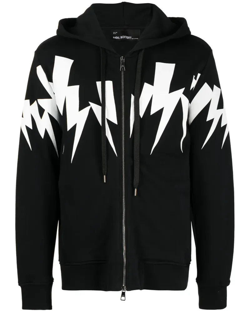 Neil Barrett Kapuzenjacke mit Blitz-Print - Schwarz Schwarz