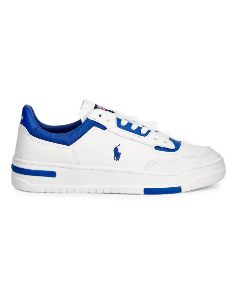 Ralph Lauren logo-embroidered pebbled leather sneakers - Weiß Weiß