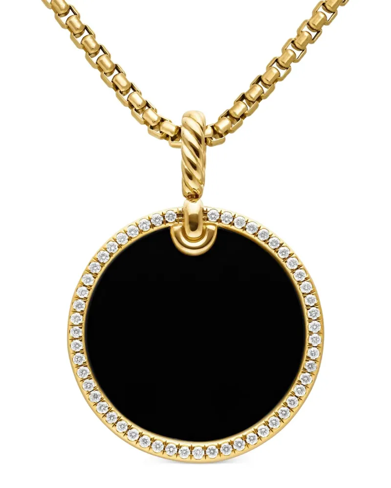 David Yurman 18kt DY Elements Disc Gelbgoldanhänger mit Diamanten 24mm Gold