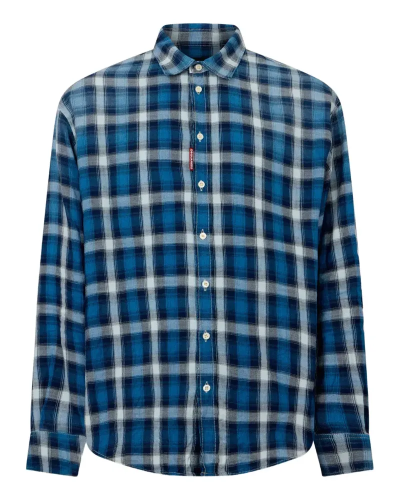 Dsquared2 Check Hemd mit überschnittenen Schultern - Blau Blau